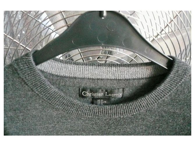 Christian Lacroix Herren Schurwollpullover - Anthrazit Grau - Ansicht 2