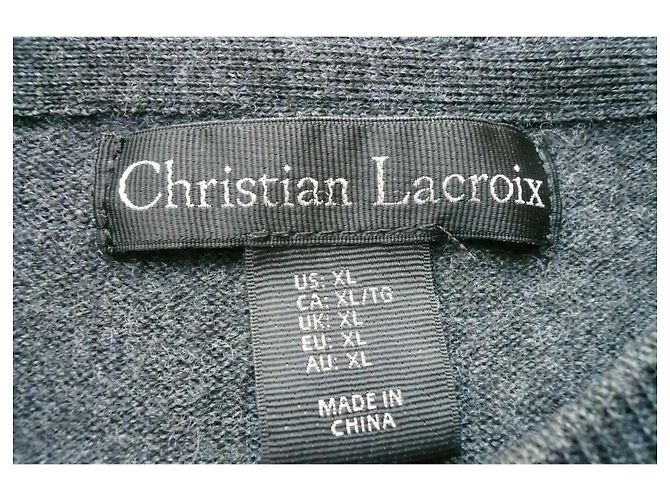 Christian Lacroix Herren Schurwollpullover - Anthrazit Grau - Ansicht 3