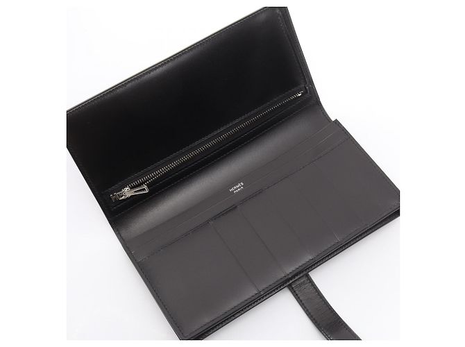 Hermès Cartera larga bi-fold monocromática Hermes Bearn Soufflé Negro - vista 3