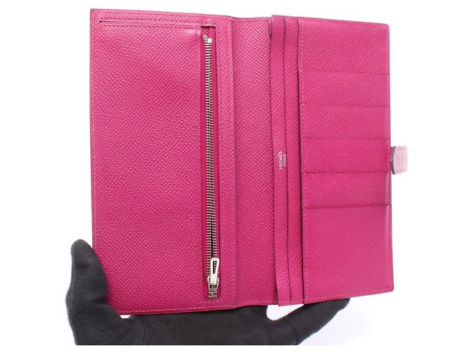 Hermès Hermes Bearn Soufflé Bi-fold langes Portemonnaie Pink - Ansicht 3