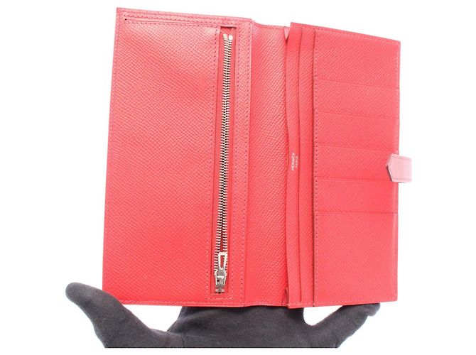 Hermès Hermes Bearn Soufflé Bi-fold Long Wallet Red - view 3