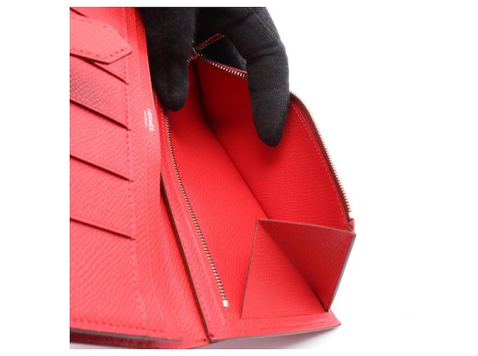 Hermès Hermes Bearn Soufflé Bi-fold Long Wallet Red - view 7