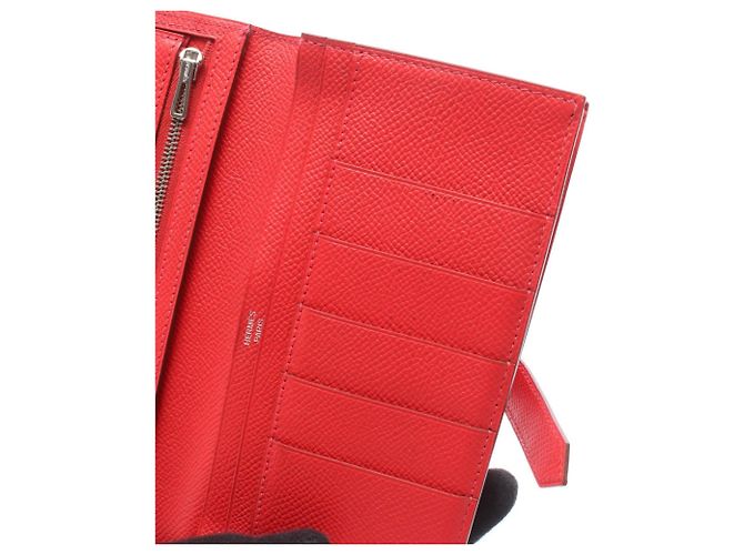 Hermès Hermes Bearn Soufflé Bi-fold Long Wallet Red - view 8