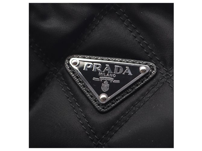 Saffiano Prada TESSUTO IMPUNTU Rucksack/Handtasche Schwarz - Ansicht 8