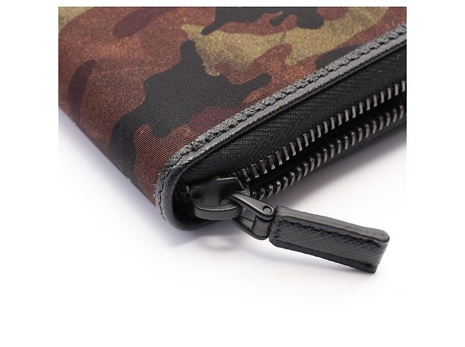 Saffiano Portafoglio lungo rotondo Prada TESSUTO ST.CAMO Camouflage Marrone Nero Cachi - vista 5