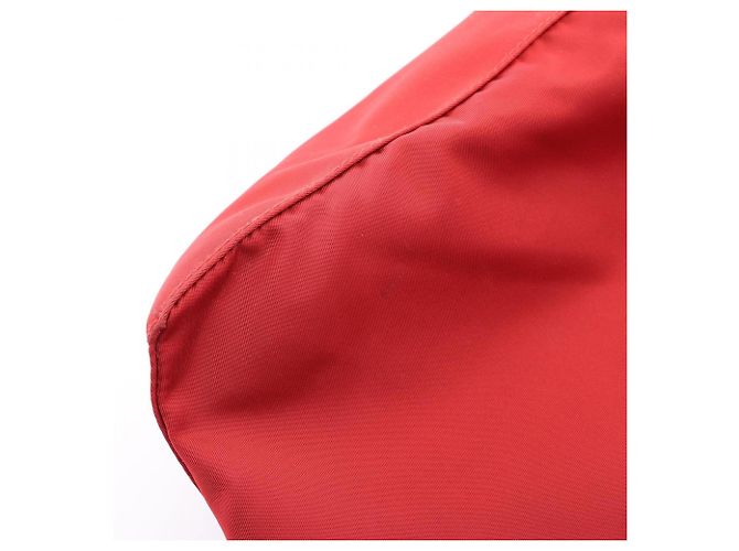 Prada Triangle Logo 2-Way Tote Bag Black Red - view 5