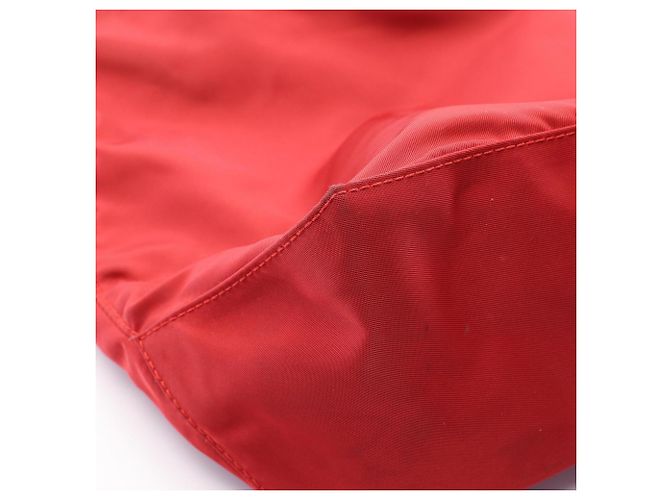 Prada Triangle Logo 2-Way Tote Bag Black Red - view 6