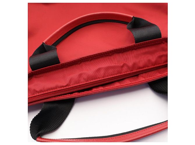 Prada Triangle Logo 2-Way Tote Bag Black Red - view 9