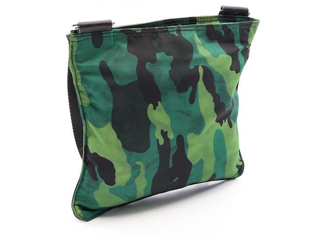 Saffiano Bolso de hombro Prada con logo triangular y camuflaje Negro Verde - vista 2