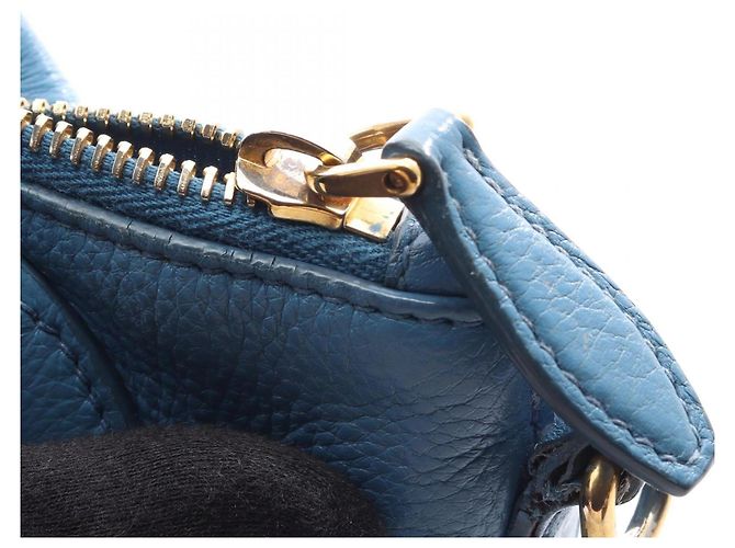 Prada PRADA Triangle Plate 2-Way Handbag Blue - view 10
