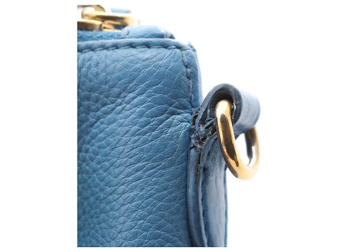 Prada PRADA Triangle Plate 2-Way Handbag Blue - view 11