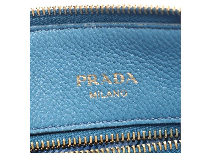 Prada PRADA Triangle Plate 2-Way Handbag Blue - view 4