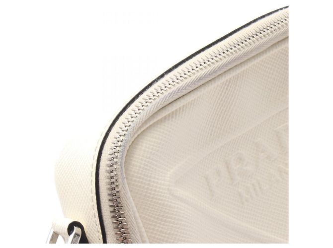 Prada Triangle Logo Shoulder Bag White - view 6