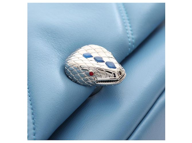 Bulgari Borsa Mini 2-Way Bvlgari Serpenti Cabochon Blu - vista 6