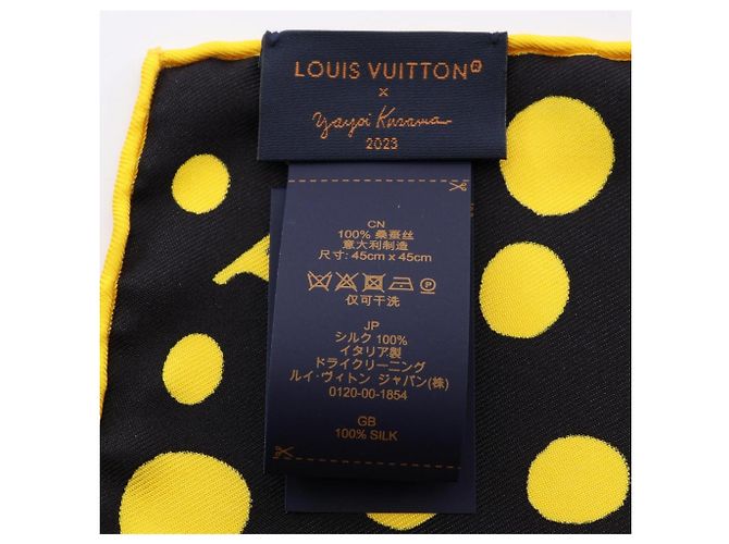 Sciarpa Louis Vuitton LV x YK Carre Infinity Dot Yayo Kusama Nero Bianco Giallo - vista 2