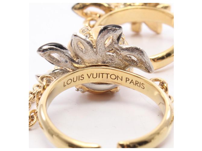Anillo Louis Vuitton LV Windsor Fleur Negro Dorado - vista 4