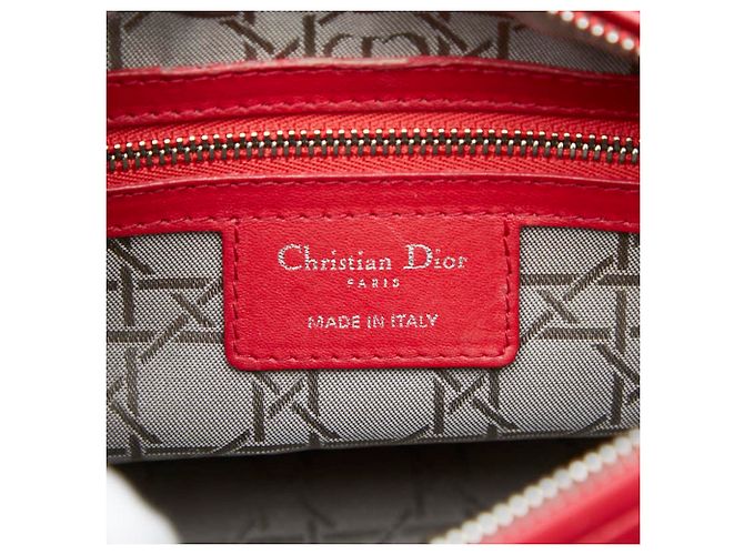 Borsa Satchel Lady Medium Cannage Christian Dior Rosso - vista 10
