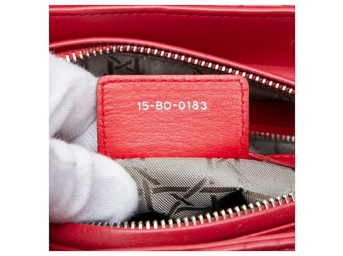 Borsa Satchel Lady Medium Cannage Christian Dior Rosso - vista 11