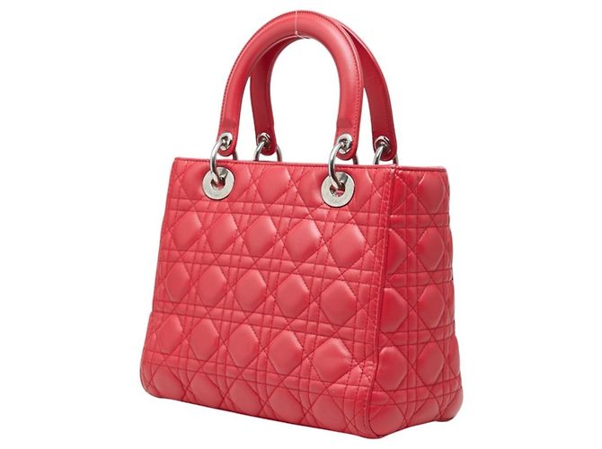 Borsa Satchel Lady Medium Cannage Christian Dior Rosso - vista 2