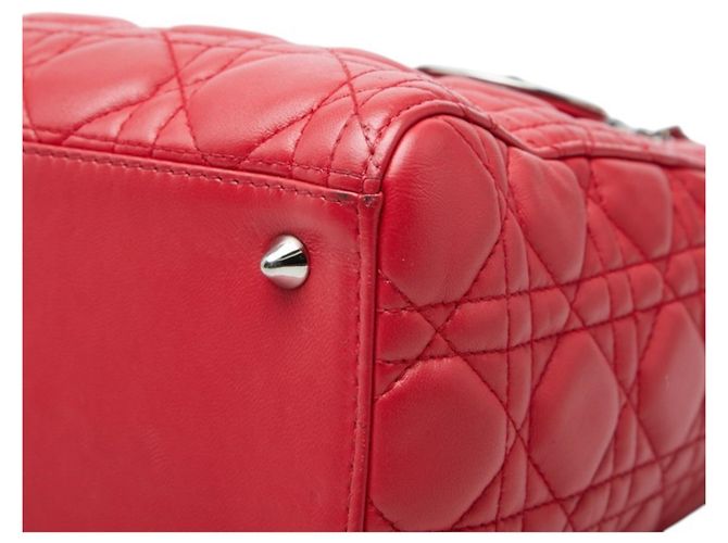Borsa Satchel Lady Medium Cannage Christian Dior Rosso - vista 4