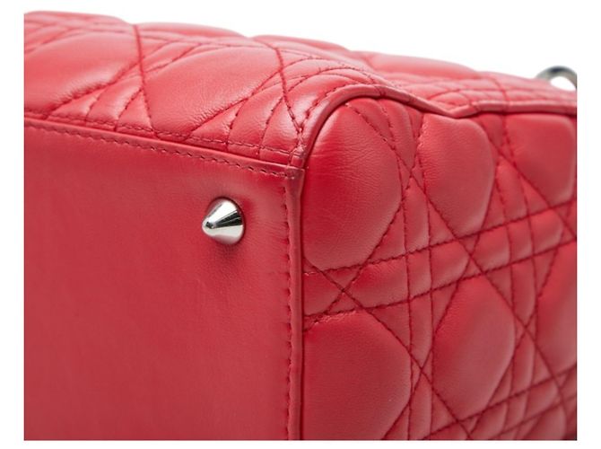 Borsa Satchel Lady Medium Cannage Christian Dior Rosso - vista 6