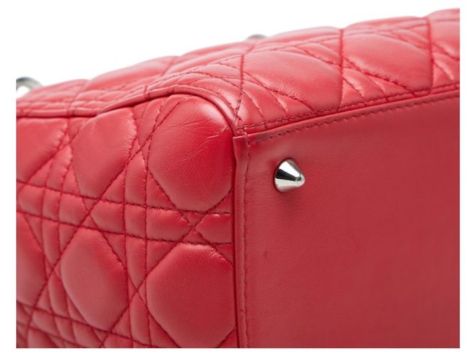 Borsa Satchel Lady Medium Cannage Christian Dior Rosso - vista 7