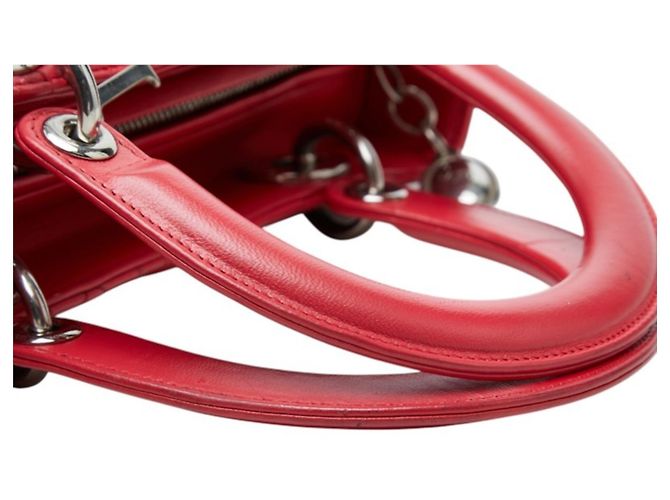 Borsa Satchel Lady Medium Cannage Christian Dior Rosso - vista 8