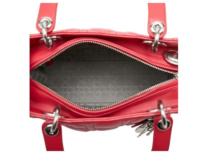 Borsa Satchel Lady Medium Cannage Christian Dior Rosso - vista 9