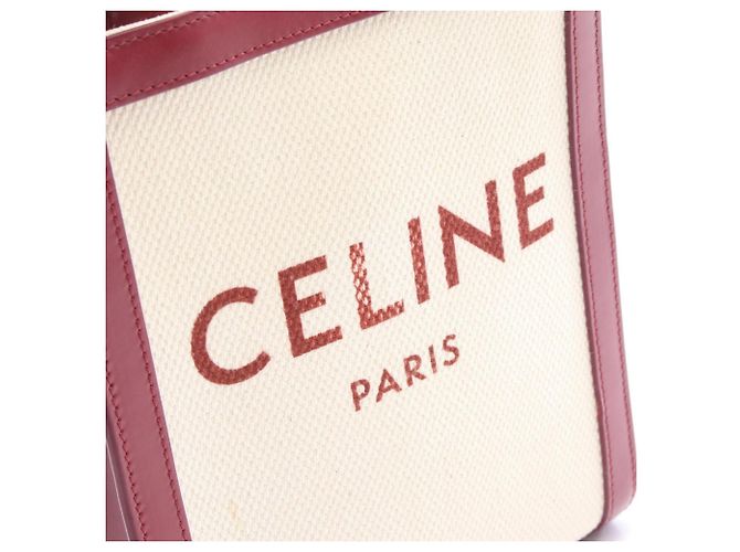 Céline Sac à main 2-Way Celine Mini Vertical Cabas Écru Bordeaux - vue 4