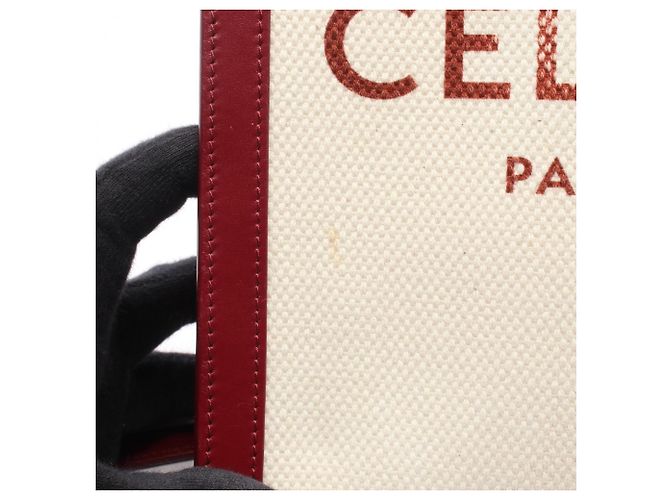 Céline Sac à main 2-Way Celine Mini Vertical Cabas Écru Bordeaux - vue 6