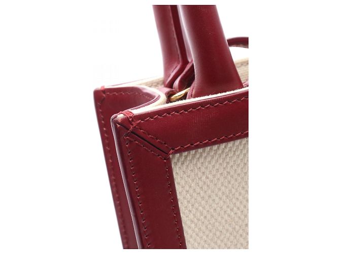 Céline Sac à main 2-Way Celine Mini Vertical Cabas Écru Bordeaux - vue 7
