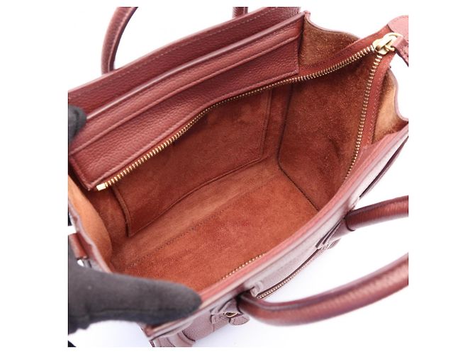 Céline Borsa a mano 2-Way Celine Luggage Nano Shopper Bordò - vista 3