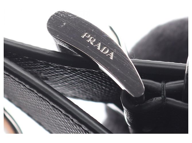Prada Saffiano Leather Keychain Accessory Black - view 7