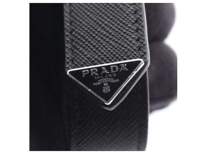 Prada Saffiano Leather Keychain Accessory Black - view 8