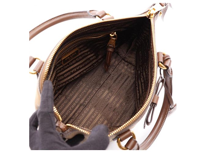 Sac à main 2-Way Prada LOGO JACQUARD Marron Beige - vue 3