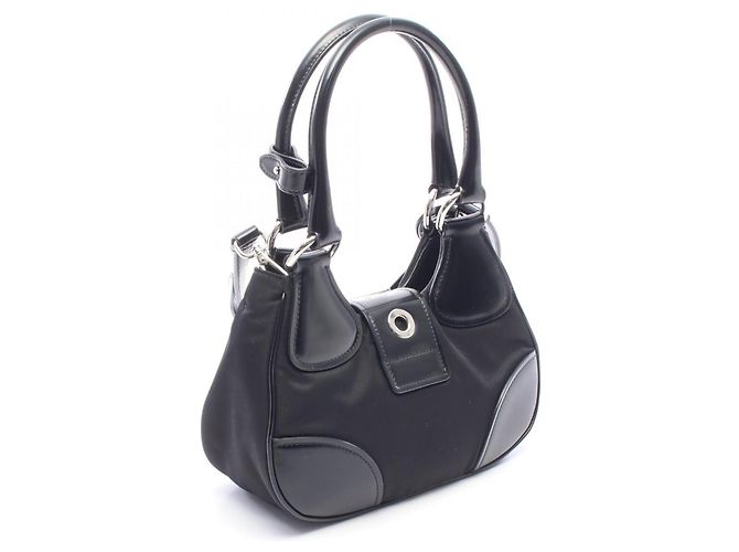 Sac à main Prada MOON noir en nylon et cuir - vue 2
