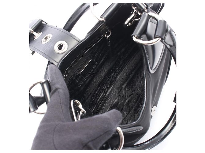 Sac à main Prada MOON noir en nylon et cuir - vue 3