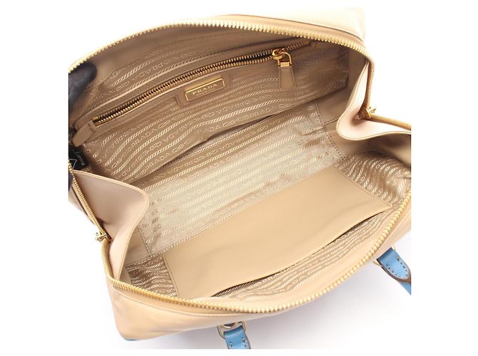 Prada RE-EDITION 1978 RE-NYLON Borsa a mano media con doppio manico Blu Beige - vista 3