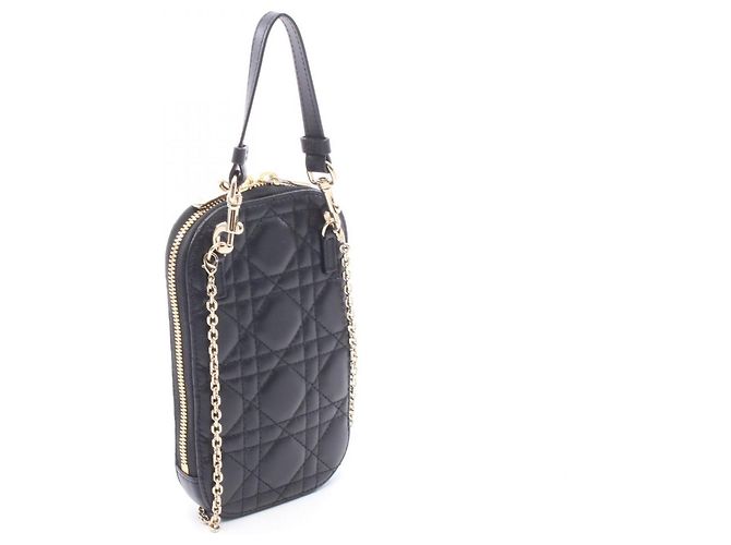 Borsa a mano Christian Dior Lady Dior Cannage con porta telefono Nero - vista 2