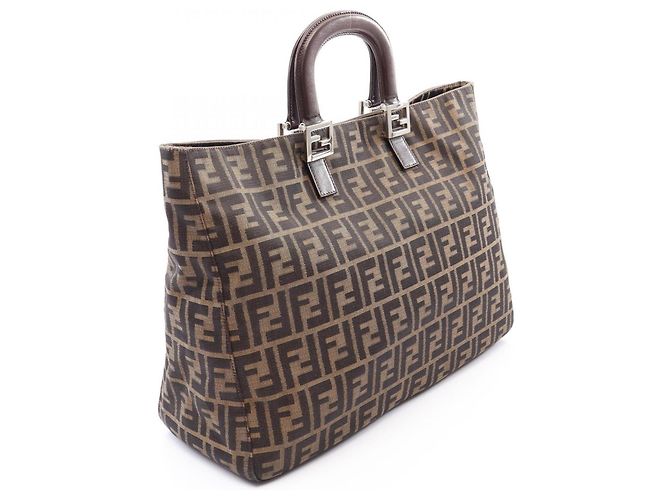 Fendi Zucca Tote Bag braun Leder und Canvas - Ansicht 2