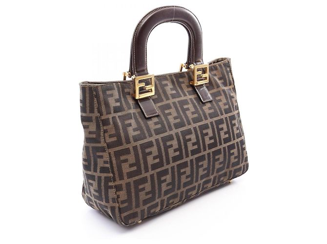 Fendi Zucca Tote Bag braun Leder und Canvas - Ansicht 2