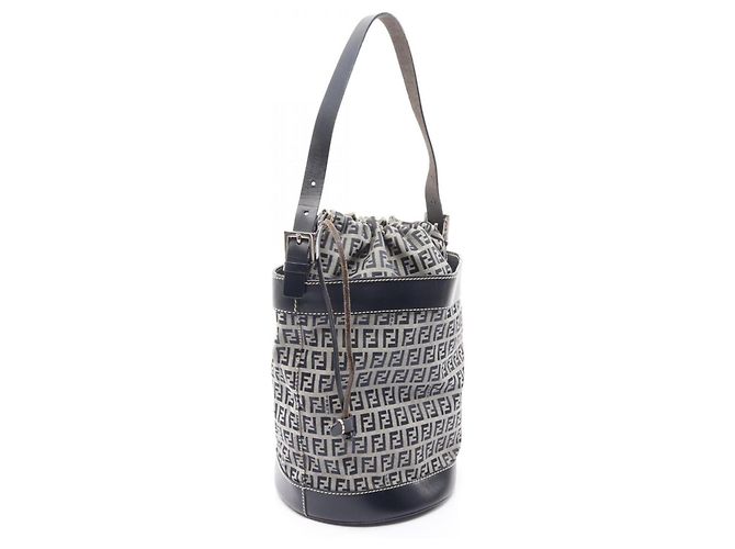 Fendi Zucchino Schultertasche Braun Marineblau - Ansicht 2