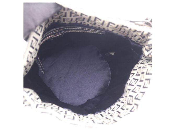 Fendi Zucchino Schultertasche Braun Marineblau - Ansicht 3