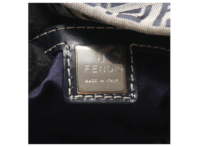 Fendi Zucchino Schultertasche Braun Marineblau - Ansicht 4