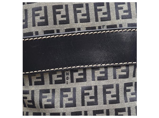 Fendi Zucchino Schultertasche Braun Marineblau - Ansicht 8