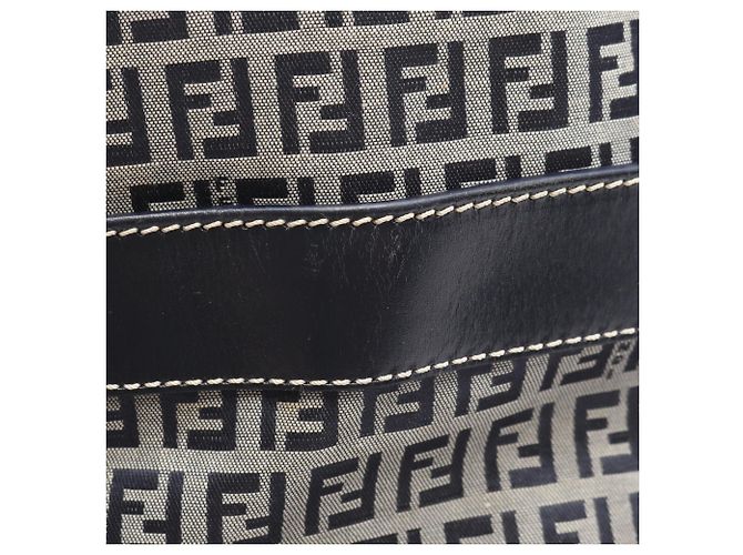 Fendi Zucchino Schultertasche Braun Marineblau - Ansicht 9
