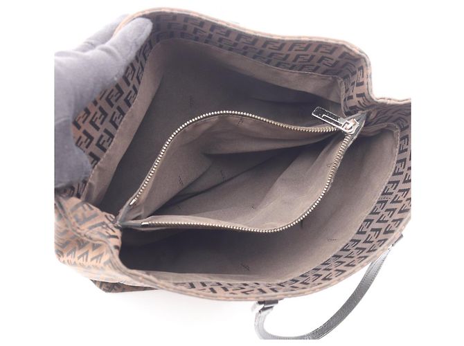 Fendi Zucchino Tote Bag Braun Schwarz - Ansicht 3