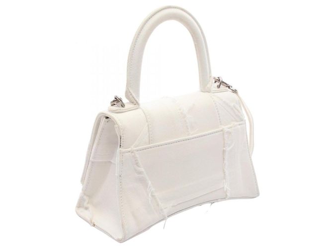 Borsa a mano 2-Way Hourglass Small Balenciaga in denim bianco - vista 2
