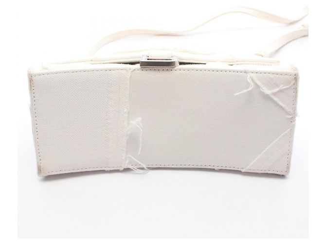 Borsa a mano 2-Way Hourglass Small Balenciaga in denim bianco - vista 5