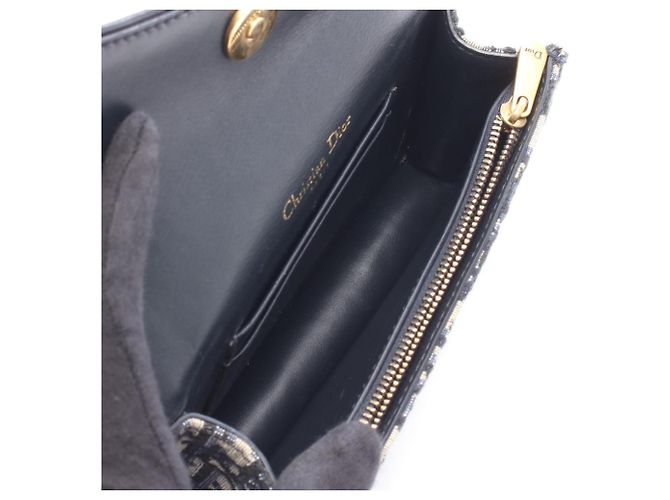Borsa Christian Dior Saddle Bag Oblique Belt Pouch Beige Blu navy - vista 3